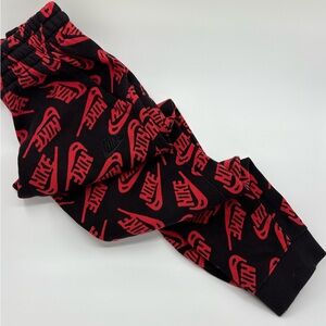 Nike Kids Black and Red Logo Joggers